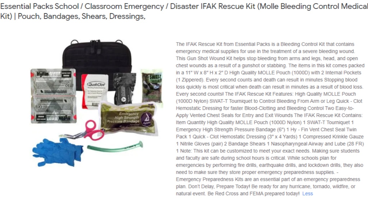 Charter School Essential / Classroom Emergency or Disaster: Rescue Kit